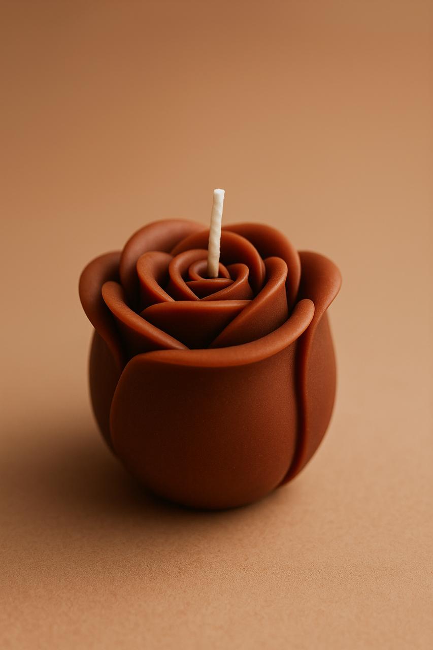 Chocolate Rose Flower Candle – Handmade by Lumera
