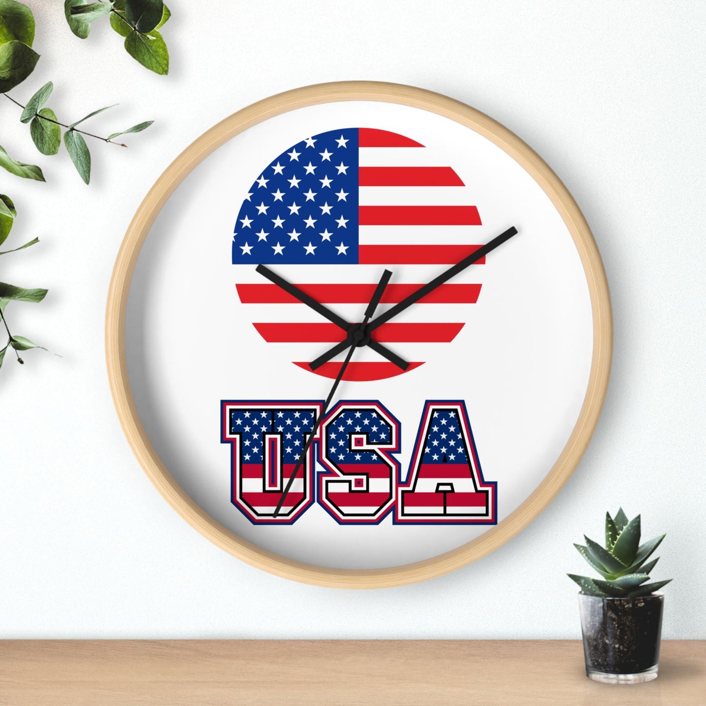 American Flag Wall Clock, USA Patriotic Decor, United States Pride, Independence Day Gift, Americana Home Decor, Stars and Stripes Clock