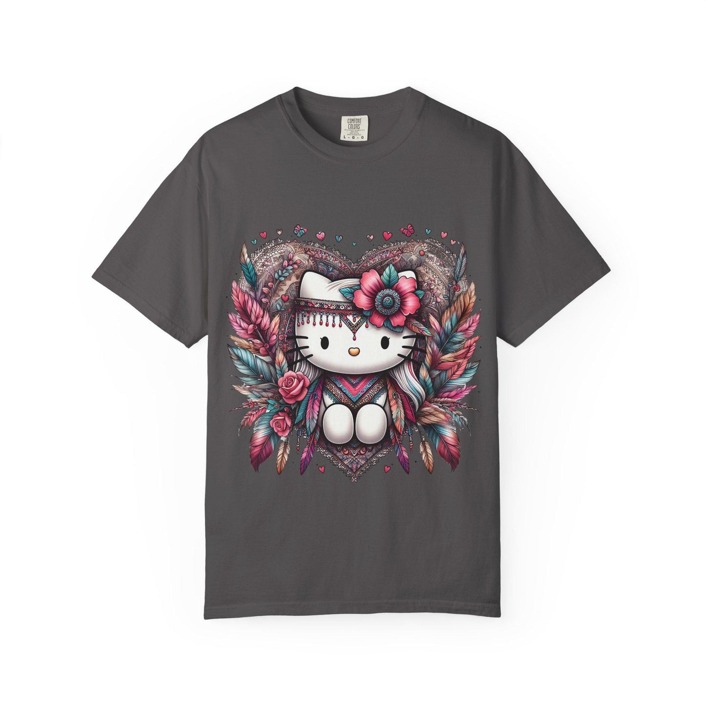 Bohemian Kitty T-Shirt, Cute Cat Tee, Garment-Dyed Tee, Colorful Graphic Shirt, Casual Everyday Wear, Gift for Cat Lovers