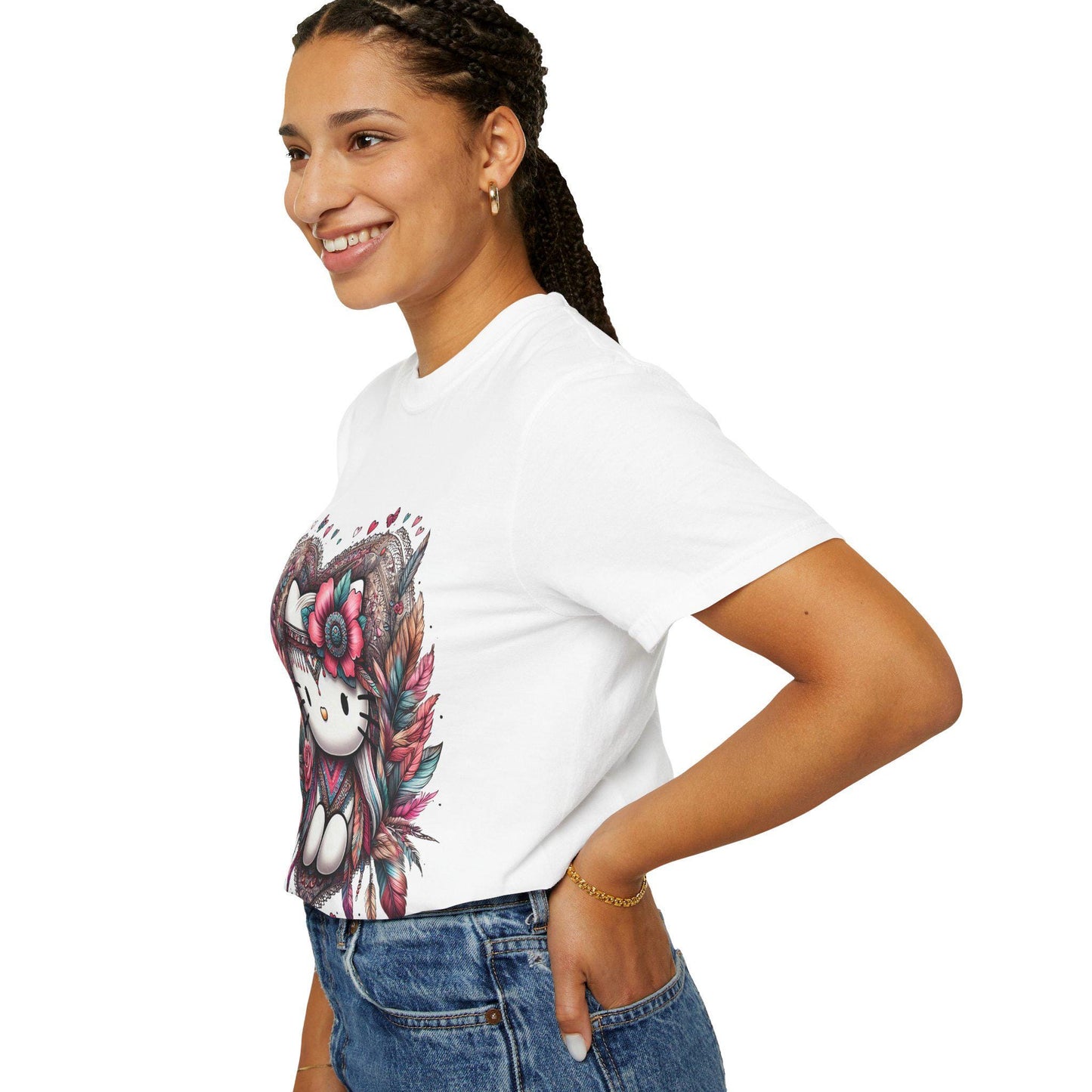 Bohemian Kitty T-Shirt, Cute Cat Tee, Garment-Dyed Tee, Colorful Graphic Shirt, Casual Everyday Wear, Gift for Cat Lovers