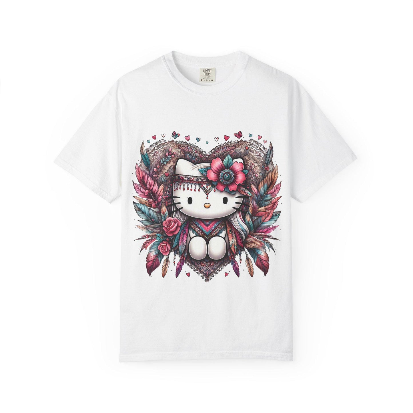 Bohemian Kitty T-Shirt, Cute Cat Tee, Garment-Dyed Tee, Colorful Graphic Shirt, Casual Everyday Wear, Gift for Cat Lovers
