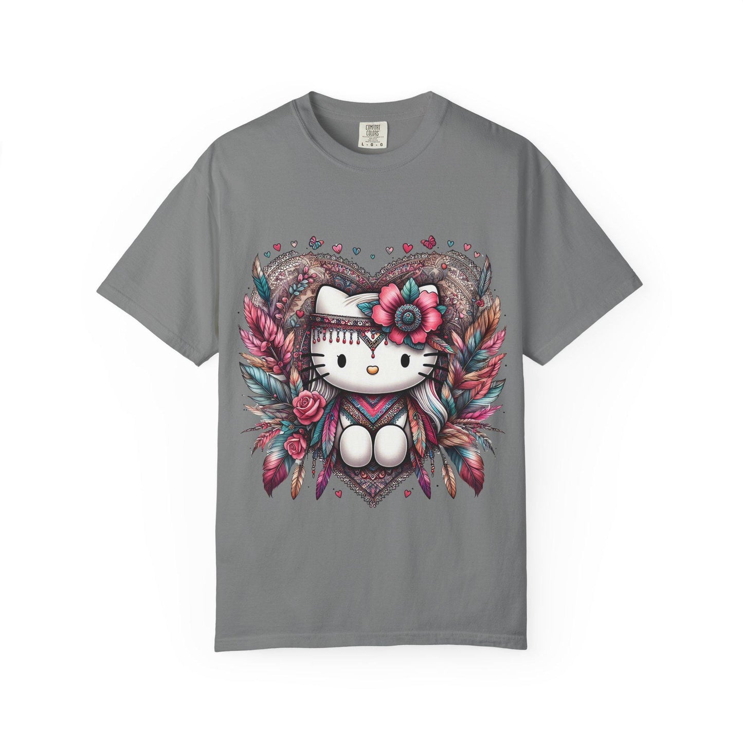 Bohemian Kitty T-Shirt, Cute Cat Tee, Garment-Dyed Tee, Colorful Graphic Shirt, Casual Everyday Wear, Gift for Cat Lovers