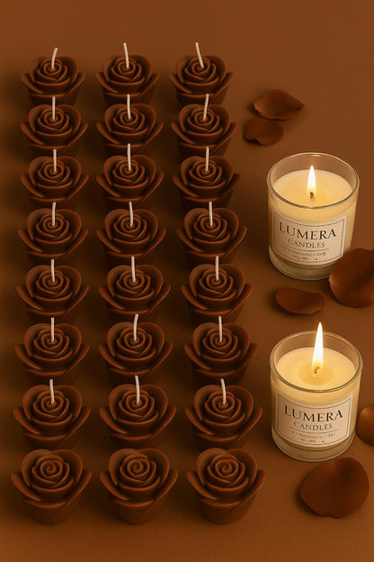 Chocolate Rose Flower Candle – Handmade by Lumera