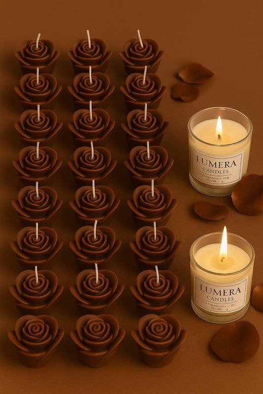 Chocolate Rose Flower Candle – Handmade by Lumera