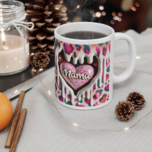 Colorful Dripping Hearts Ceramic Mug, Cute Mom Gift, Birthday Present, Valentine's Day, Heart Decor, Fun Coffee Cup, 11oz, 15oz