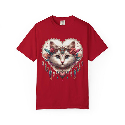 Bohemian Cat Graphic T-shirt, Cute Cat Shirt, Gift for Cat Lovers, Artistic Tee for Women, Unisex Summer Apparel