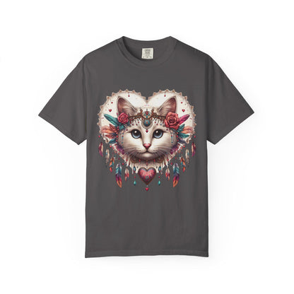Bohemian Cat Graphic T-shirt, Cute Cat Shirt, Gift for Cat Lovers, Artistic Tee for Women, Unisex Summer Apparel